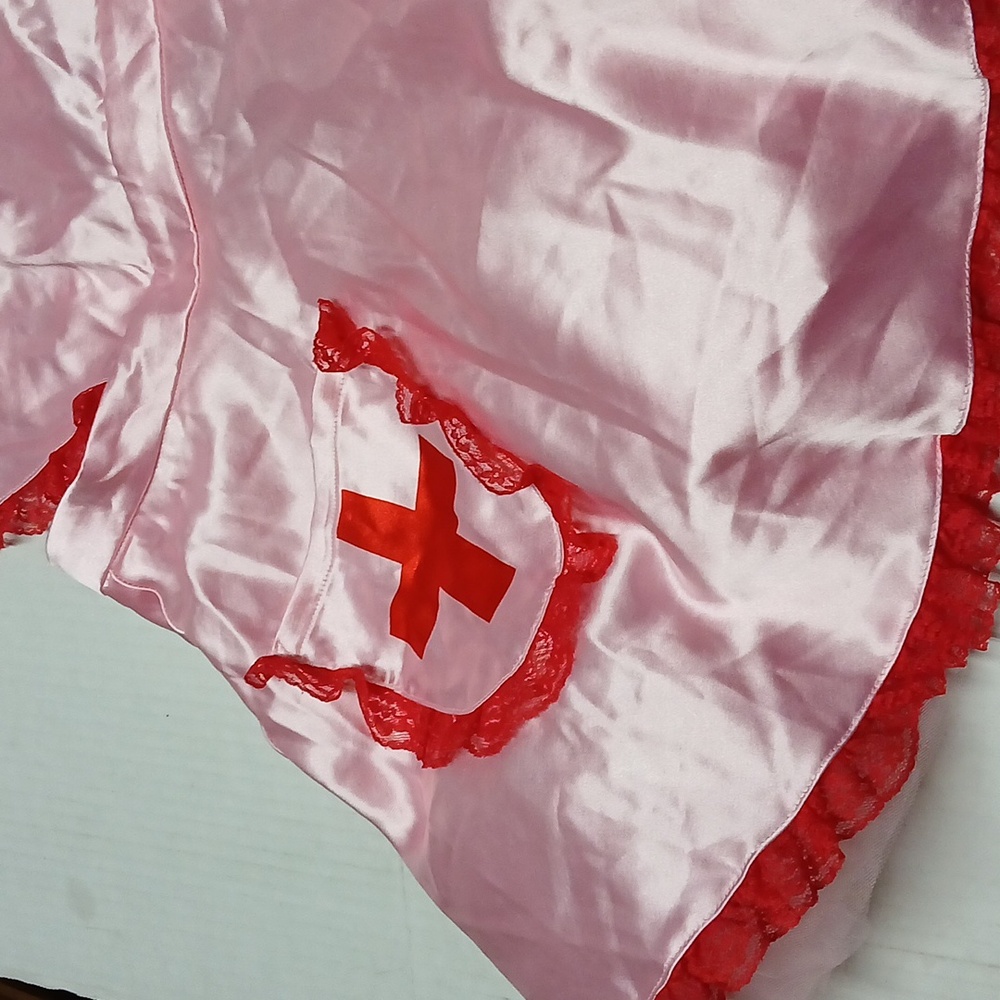 Dolls Kill Trickz N' Treatz Sexy Nurse Satin Mini Dress Costume COMPLETE Size XL - Picture 4 of 12